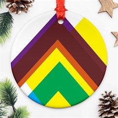 Triangle Chevron Rainbow Web Geeks Round Ornament (two Sides) by Mariart