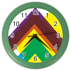 Triangle Chevron Rainbow Web Geeks Color Wall Clocks by Mariart