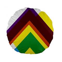 Triangle Chevron Rainbow Web Geeks Standard 15  Premium Round Cushions