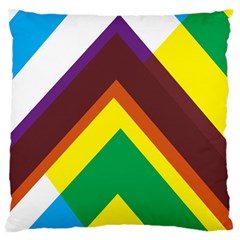 Triangle Chevron Rainbow Web Geeks Large Flano Cushion Case (one Side) by Mariart