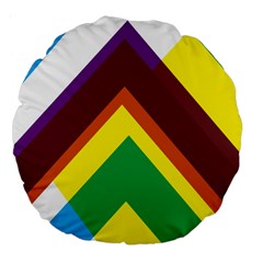 Triangle Chevron Rainbow Web Geeks Large 18  Premium Flano Round Cushions