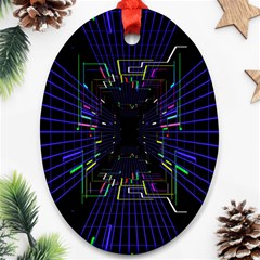 Seamless 3d Animation Digital Futuristic Tunnel Path Color Changing Geometric Electrical Line Zoomin Ornament (oval) by Mariart