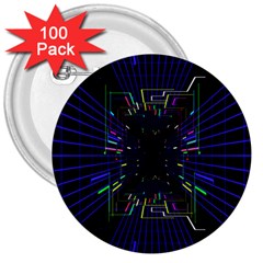 Seamless 3d Animation Digital Futuristic Tunnel Path Color Changing Geometric Electrical Line Zoomin 3  Buttons (100 Pack)  by Mariart