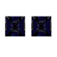 Seamless 3d Animation Digital Futuristic Tunnel Path Color Changing Geometric Electrical Line Zoomin Cufflinks (square)