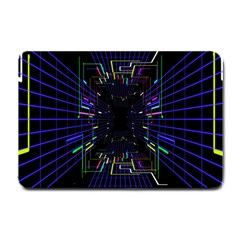 Seamless 3d Animation Digital Futuristic Tunnel Path Color Changing Geometric Electrical Line Zoomin Small Doormat  by Mariart