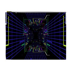 Seamless 3d Animation Digital Futuristic Tunnel Path Color Changing Geometric Electrical Line Zoomin Cosmetic Bag (xl) by Mariart