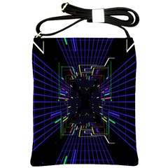 Seamless 3d Animation Digital Futuristic Tunnel Path Color Changing Geometric Electrical Line Zoomin Shoulder Sling Bags by Mariart