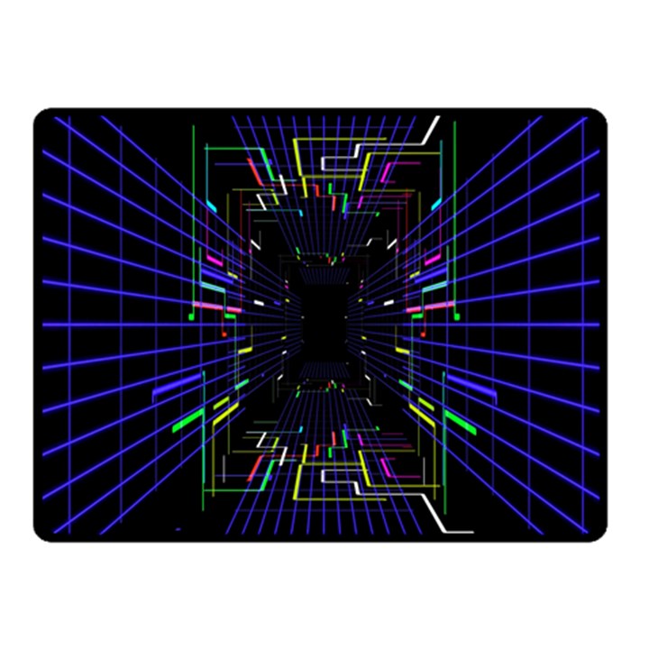 Seamless 3d Animation Digital Futuristic Tunnel Path Color Changing Geometric Electrical Line Zoomin Fleece Blanket (Small)