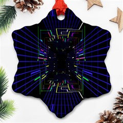 Seamless 3d Animation Digital Futuristic Tunnel Path Color Changing Geometric Electrical Line Zoomin Ornament (snowflake)