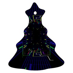 Seamless 3d Animation Digital Futuristic Tunnel Path Color Changing Geometric Electrical Line Zoomin Christmas Tree Ornament (two Sides) by Mariart