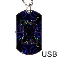 Seamless 3d Animation Digital Futuristic Tunnel Path Color Changing Geometric Electrical Line Zoomin Dog Tag Usb Flash (one Side) by Mariart