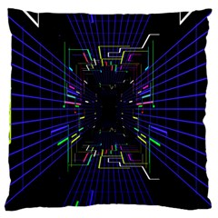 Seamless 3d Animation Digital Futuristic Tunnel Path Color Changing Geometric Electrical Line Zoomin Large Cushion Case (one Side) by Mariart