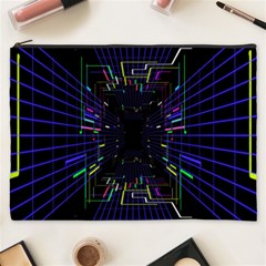 Seamless 3d Animation Digital Futuristic Tunnel Path Color Changing Geometric Electrical Line Zoomin Cosmetic Bag (xxxl)  by Mariart