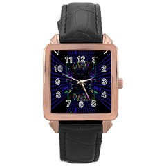 Seamless 3d Animation Digital Futuristic Tunnel Path Color Changing Geometric Electrical Line Zoomin Rose Gold Leather Watch 