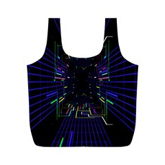 Seamless 3d Animation Digital Futuristic Tunnel Path Color Changing Geometric Electrical Line Zoomin Full Print Recycle Bags (m) 