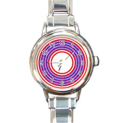 Stars Stripes Circle Red Blue Space Round Round Italian Charm Watch by Mariart