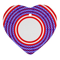 Stars Stripes Circle Red Blue Space Round Ornament (heart) by Mariart