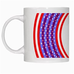 Stars Stripes Circle Red Blue Space Round White Mugs