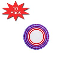 Stars Stripes Circle Red Blue Space Round 1  Mini Magnet (10 pack) 