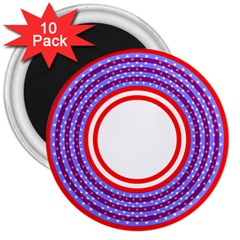 Stars Stripes Circle Red Blue Space Round 3  Magnets (10 Pack)  by Mariart