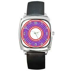 Stars Stripes Circle Red Blue Space Round Square Metal Watch by Mariart