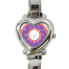 Stars Stripes Circle Red Blue Space Round Heart Italian Charm Watch by Mariart