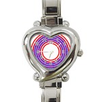 Stars Stripes Circle Red Blue Space Round Heart Italian Charm Watch Front