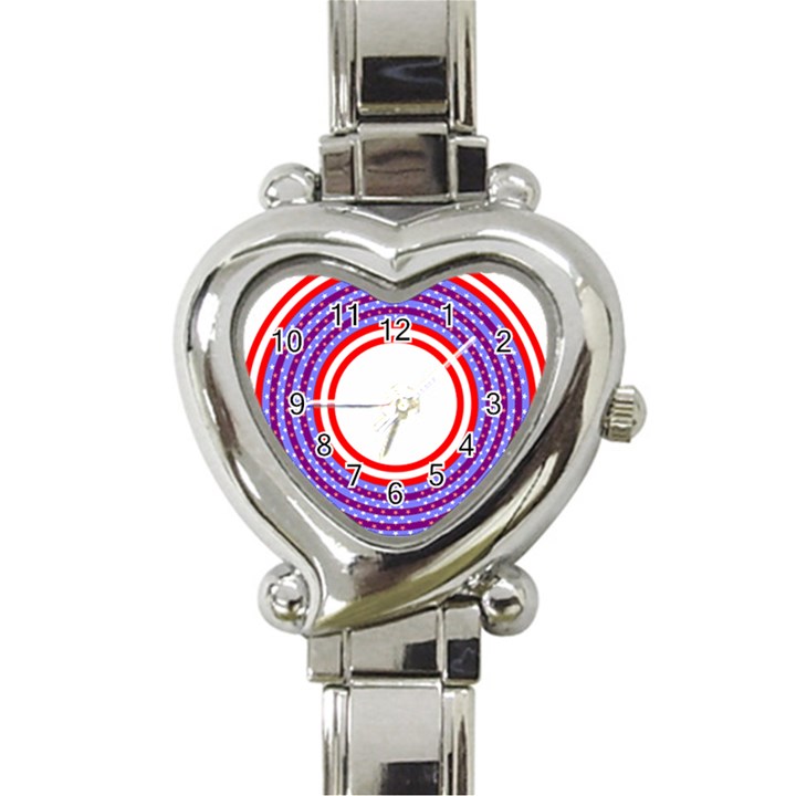 Stars Stripes Circle Red Blue Space Round Heart Italian Charm Watch