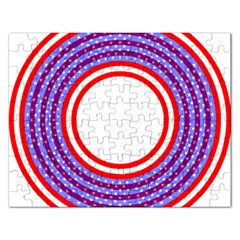 Stars Stripes Circle Red Blue Space Round Rectangular Jigsaw Puzzl