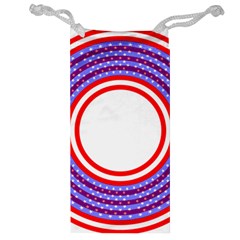 Stars Stripes Circle Red Blue Space Round Jewelry Bag