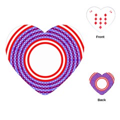 Stars Stripes Circle Red Blue Space Round Playing Cards (Heart) 