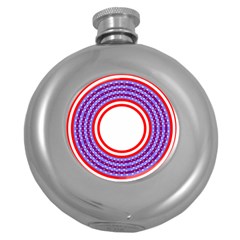 Stars Stripes Circle Red Blue Space Round Round Hip Flask (5 Oz) by Mariart