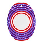 Stars Stripes Circle Red Blue Space Round Oval Ornament (Two Sides) Back