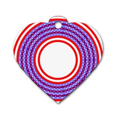 Stars Stripes Circle Red Blue Space Round Dog Tag Heart (One Side)