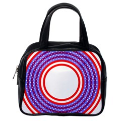 Stars Stripes Circle Red Blue Space Round Classic Handbags (One Side)