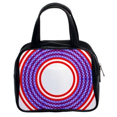 Stars Stripes Circle Red Blue Space Round Classic Handbags (2 Sides)