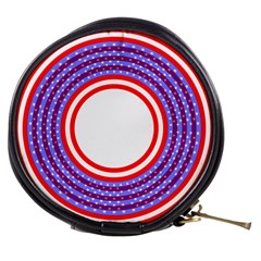 Stars Stripes Circle Red Blue Space Round Mini Makeup Bags