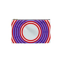 Stars Stripes Circle Red Blue Space Round Cosmetic Bag (Small) 