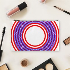 Stars Stripes Circle Red Blue Space Round Cosmetic Bag (Medium) 