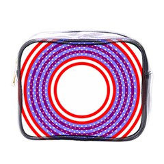 Stars Stripes Circle Red Blue Space Round Mini Toiletries Bags