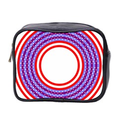 Stars Stripes Circle Red Blue Space Round Mini Toiletries Bag 2-Side