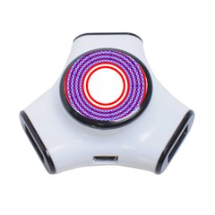 Stars Stripes Circle Red Blue Space Round 3-port Usb Hub by Mariart