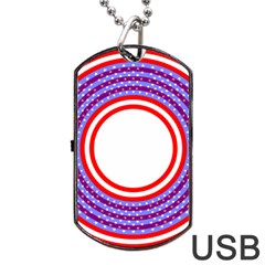 Stars Stripes Circle Red Blue Space Round Dog Tag USB Flash (Two Sides)