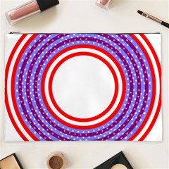 Stars Stripes Circle Red Blue Space Round Cosmetic Bag (XXL) 