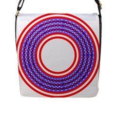 Stars Stripes Circle Red Blue Space Round Flap Messenger Bag (L) 