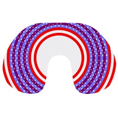 Stars Stripes Circle Red Blue Space Round Travel Neck Pillows by Mariart