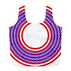 Stars Stripes Circle Red Blue Space Round Full Print Recycle Bags (l)  by Mariart