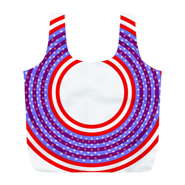 Stars Stripes Circle Red Blue Space Round Full Print Recycle Bags (L) 