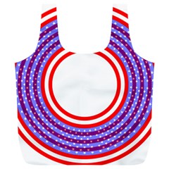 Stars Stripes Circle Red Blue Space Round Full Print Recycle Bags (l)  by Mariart