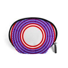 Stars Stripes Circle Red Blue Space Round Accessory Pouches (Small) 